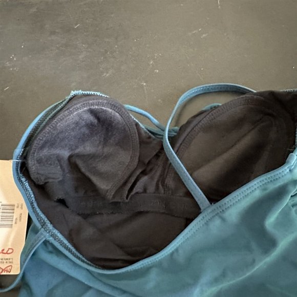 Jones New York Swimsuit One Piece Peacock Blue Ruched Bodice NEW Size 10 - Picture 7 of 7